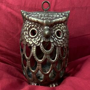 Cast Iron Bronze colored Owl Lantern/candle holder